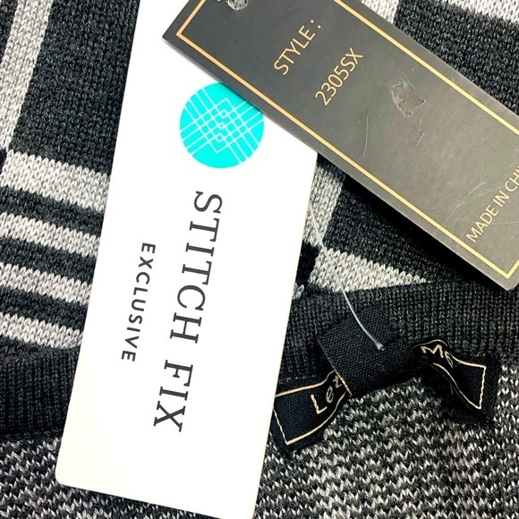 Lety & Me gray charcoal geometric pattern long sleeve crew neck sweaterM - Picture 11 of 14